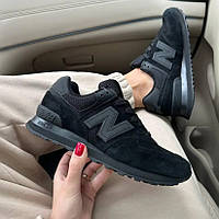 Чорні замшеві жіночі кросівки New Balance 574 legacy black Демісезонні кросівки Нью Беланс