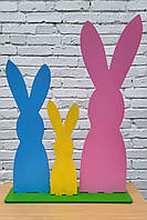 Пасхальний декор. Великодня декорація набір з трьох пасхальних зайчиків (кроликів).