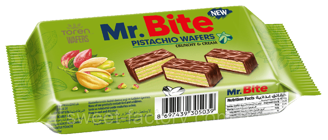 Вафельний батончик Toren Mr Bite Pistachio Wafers 32g