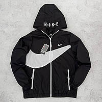 Чоловіча вітровка Nike. Спортивна демісезонна куртка з плащової тканини. Легка непродувна куртка Найк Туреччина чорна
