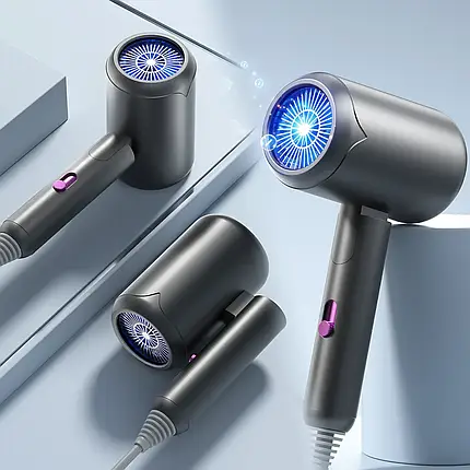 Фен для волосся складаний стайлер Air Blower LY-811, потужність 1800 Вт, 3 швидкості, іонізація, сірий, фото 1