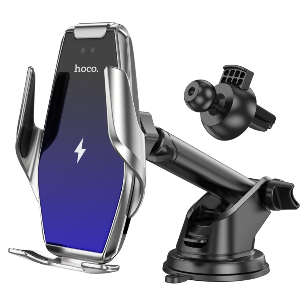Автотримач із бездротовим заряджанням Hoco S14 Plus Wireless silver