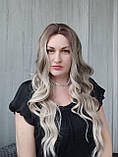 Перука білявки на сітці довга хвиляста омбре термо пшеничний блонд (SETI-6860), фото 5