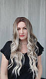 Перука білявки на сітці довга хвиляста омбре термо пшеничний блонд (SETI-6860), фото 7