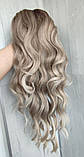 Перука білявки на сітці довга хвиляста омбре термо пшеничний блонд (SETI-6860), фото 8