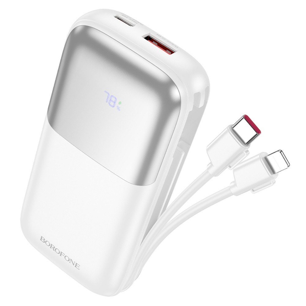 Power bank Borofone BJ62 10000 mAh 22.5W+PD20W + кабелю 2в1 Type-C/Lightning білий