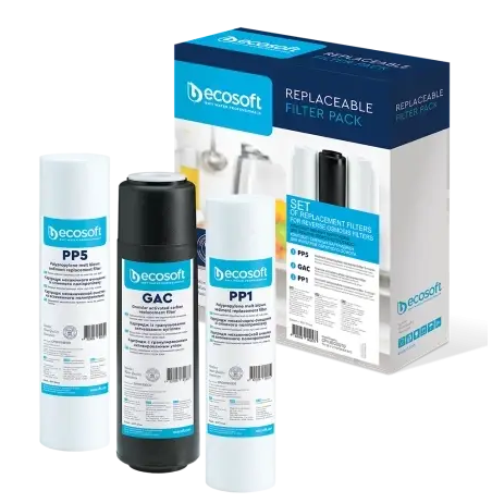 Комплект картриджів для фільтрів зворотного осмосу Ecosoft 1-2-3 CPV3ECOSTD, фото 1