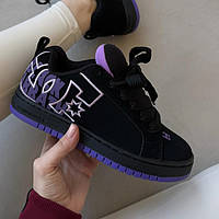 Чорні замшеві жіночі кросівки DC Shoes Court Graffik Демісезонні кеди ДС Шуз