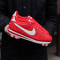 Червоні шкіряні чоловічі кросівки Nike Cortez Демісезонні кеди Найк Кортез