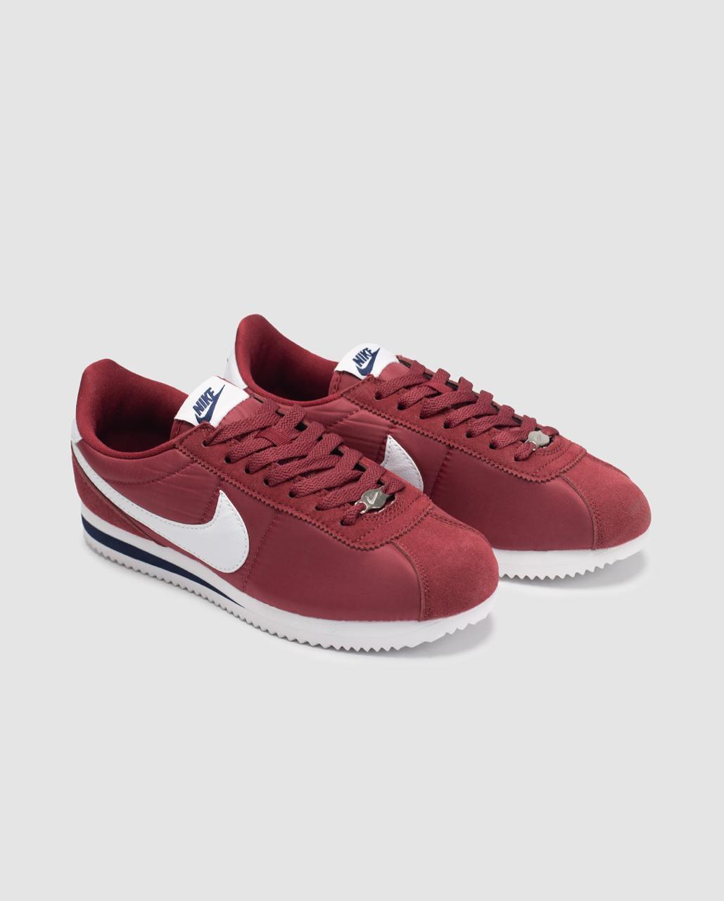Бордові замшеві жіночі кросівки Nike Cortez Red  Демісезонні кеди Найк Кортез, фото 1
