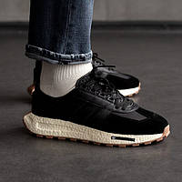 Чорні весняні замшеві чоловічі кросівки Adidas Retropy E5 легкі Адідас Ретропай Е5 літо