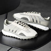 Бежеві шкіряні демісезонні чоловічі кросівки Adidas Retropy E5 легкі Адідас Ретропай Е5 весна