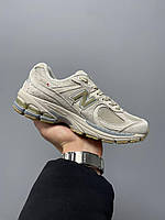 Бежеві шкіряні демісезонні жіночі кросівки New Balance 2002R Bone Light Aluminum  кроси Нью Беланс 2002Р