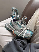 Голубі шкіряні жіночі кросівки Balenciaga 3XL Sneaker Демісезонні кросівки Баленсіага на платформі