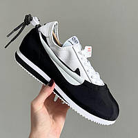 Чорно-білі шкіряні чоловічі кросівки Nike Cortez x Clot Clotez Bruce Lee White Black Демісезонні кеди Найк Кортез