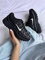 Чорні шкіряні жіночі кросівки Nike P-6000 Premium Triple Black Демісезонні кросівки Найк Аїр Макс
