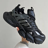 Чорні демісезонні текстильні чоловічі кросівки Adidas Vento XLG Deluxe Адідас Венто шкіра сітка