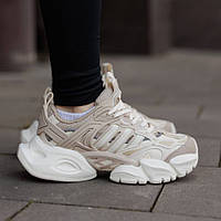 Бежеві демісезонні текстильні жіночі кросівки Adidas Vento XLG Deluxe Адідас Венто шкіра сітка