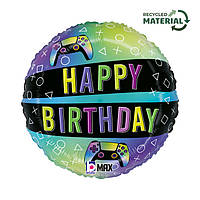 Фольгована кулька коло Джойстик Happy Birthday 18" Grabo в упаковці