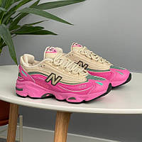 Рожеві демісезонні шкіряні жіночі кросівки New Balance 1000 Tan Pink Green Нью Беланс 1000