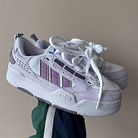Білі шкіряні демісезонні жіночі кросівкиAdidas ADI2000 Silver Violet premium