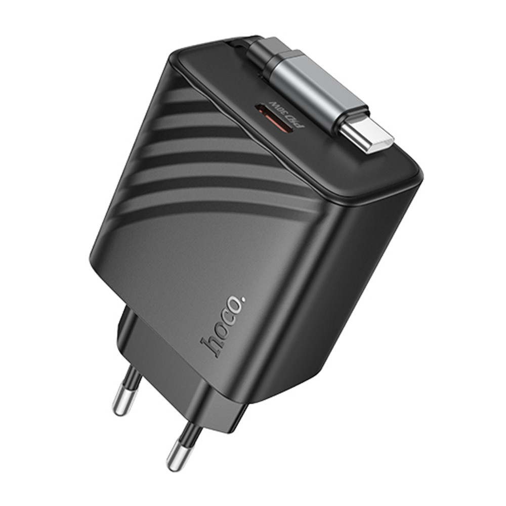 Мережевий зарядний пристрій Hoco N58 Type-C PD 30 W + кабель Type-C black