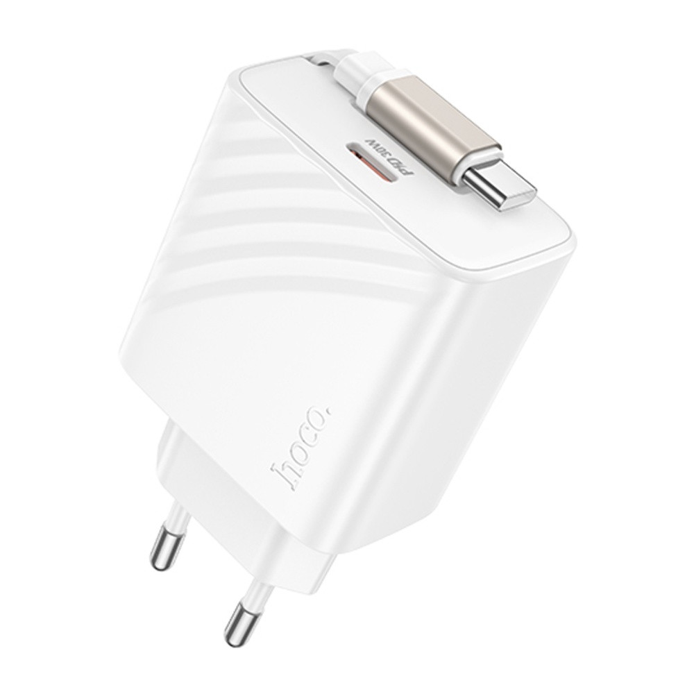 Мережевий зарядний пристрій Hoco N58 Type-C PD 30 W + кабель Type-C white