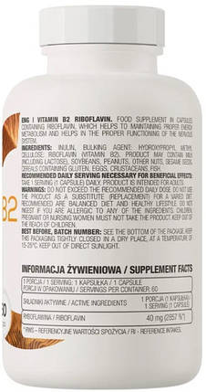 Вітамвн В2 Рибофлавін OstroVit Vitamin B2 60 caps, фото 3