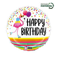 Фольгована кулька коло Фламінго Happy Birthday 18" Grabo в упаковці