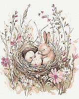 Картина за номерами Пухнастий зайчик і писанки 40x50 см набір для малювання акрилові фарби полотно кисті для початківців і