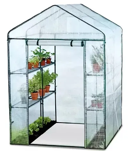 Теплиця садова, парник Польща 140x140 зелена стелаж 8 полиць