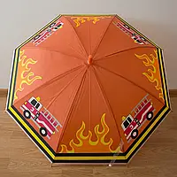 Детский зонт трость 5518 Пожарная машина Диаметр зонта : 82 см ручки 65см