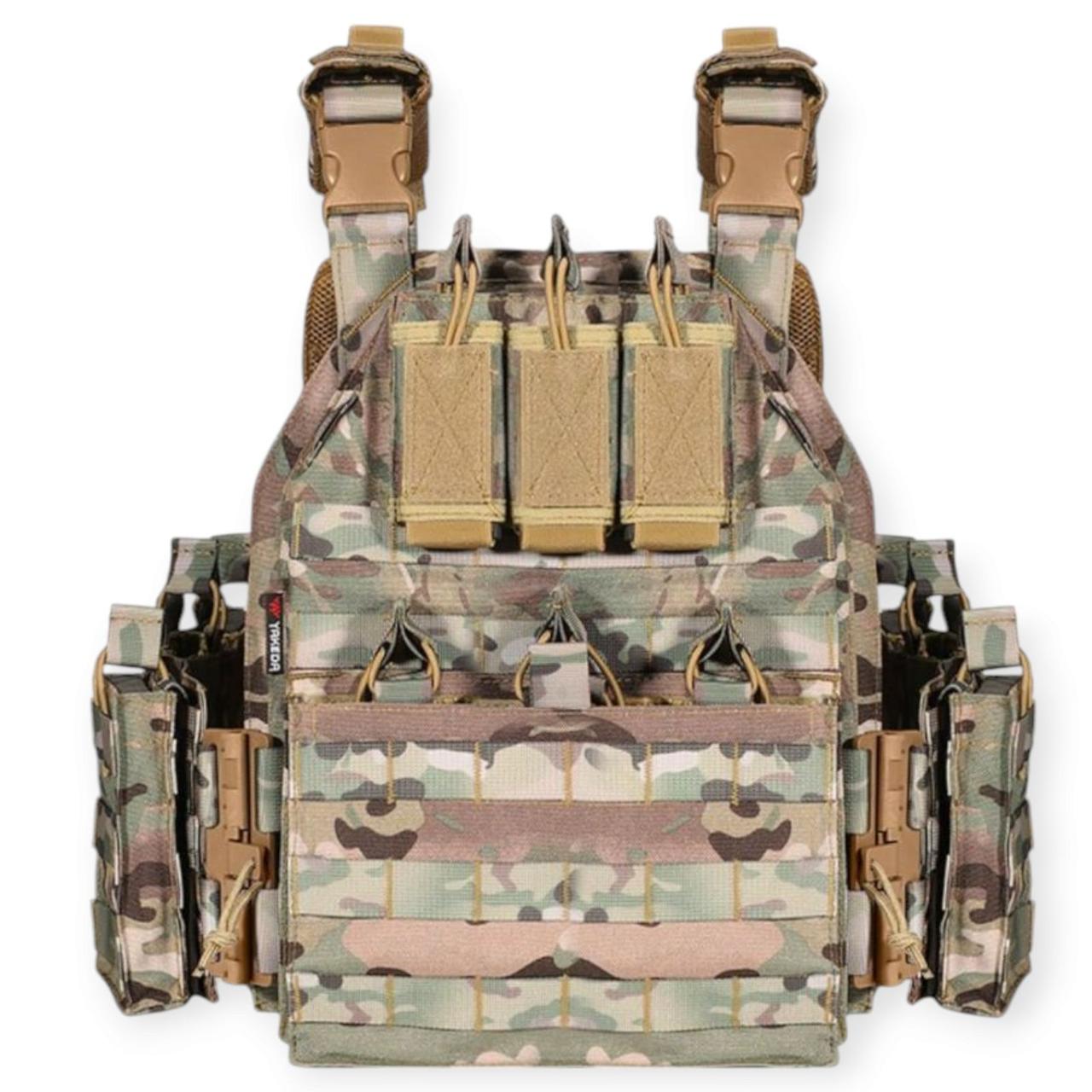 Плитоноска Тактический военный жилет 14 подсумков Cordura 1000D мультикам 4 точки сброса Бронежилет для ЗСУ - фото 1 - id-p2551503836
