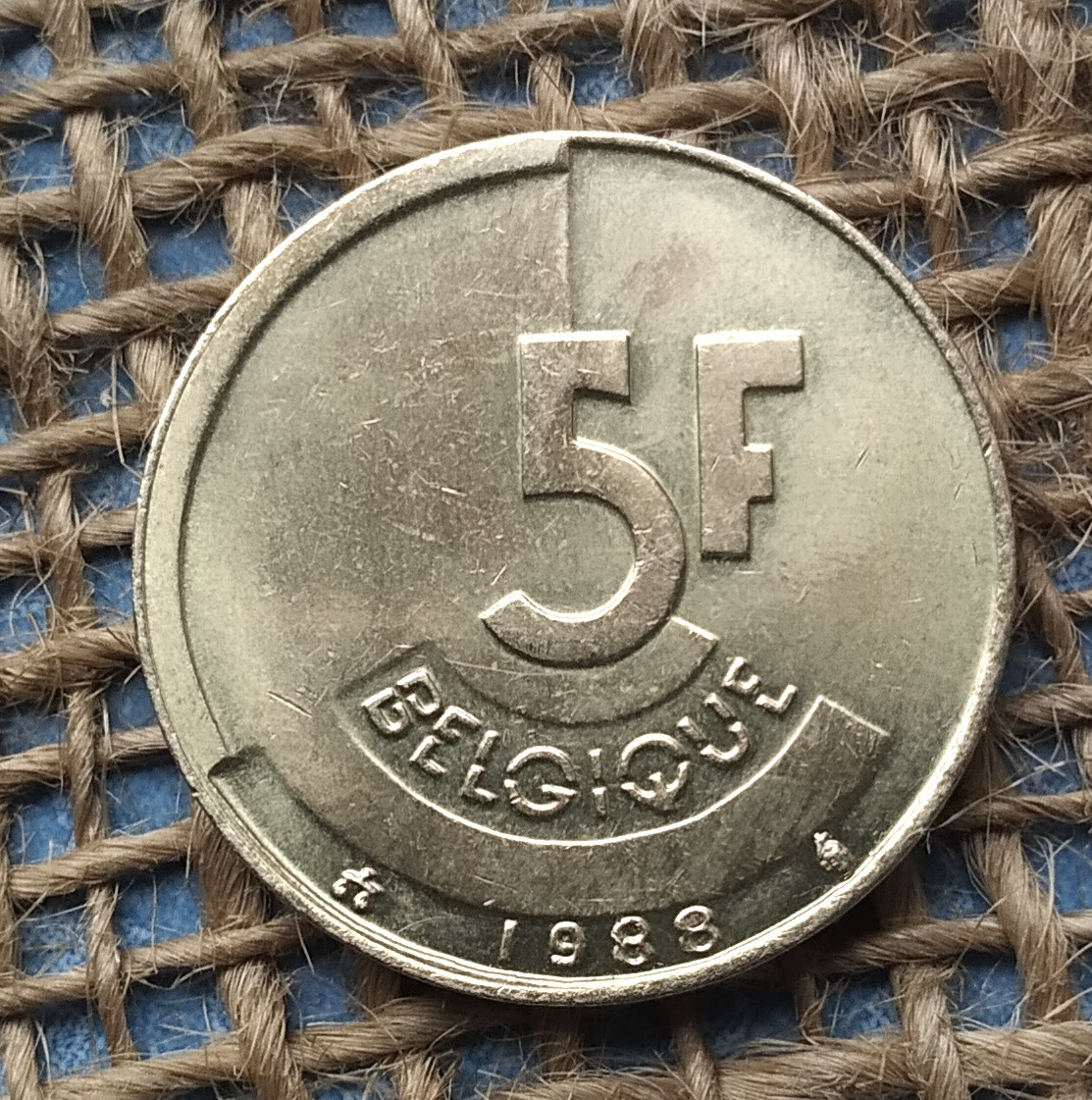 5 франкiв 1988 року. Бельгiя