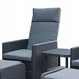 Комплект, набір садових меблів Garden Line ZUM6430 LYON столик , два крісла з підніжками в кольорі антрацит, фото 2