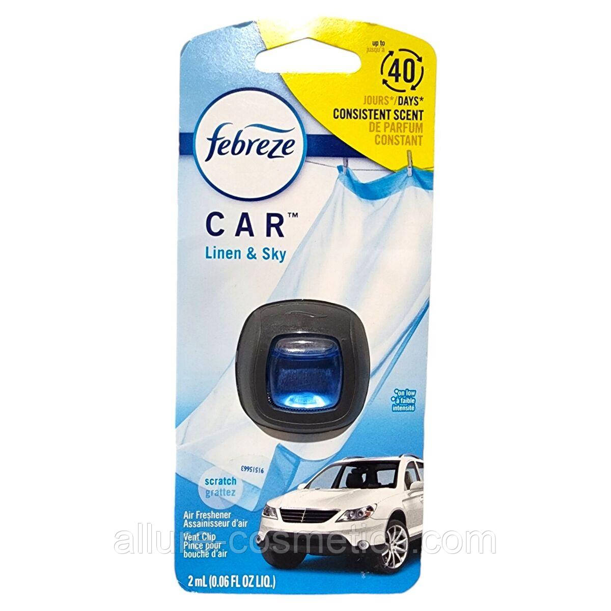 Аромодифузор для авто освіжувач повітря Febreze Car 2ml Linen&Sky (США)