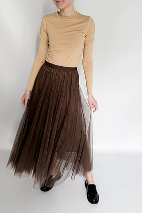 Мідіспідниця сітка плісе onesize Танець Легкості Apmi шоколадний