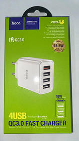 Мережевая зарядка для телефонів Hoco C102A Fuerza (4USB, QC3)