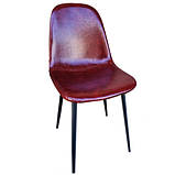 Стілець Нубук темно-коричневий на ніжках чорного кольору, фото 3