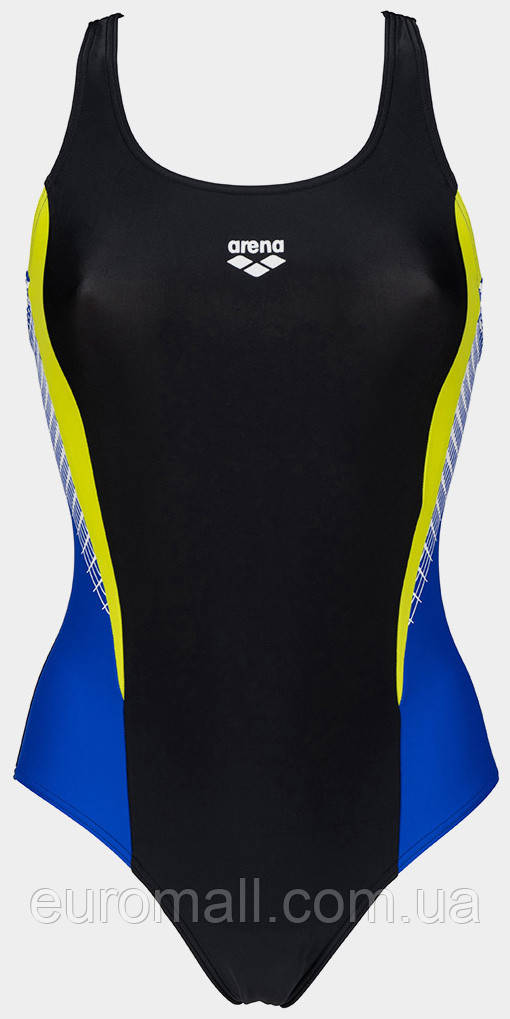 Купальник закритий для Жінкиок Arena THREEFOLD V BACK ONE PIECE R чорний, жовтий, блакитний Жінки 36, фото 1