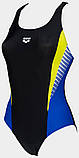 Купальник закритий для Жінкиок Arena THREEFOLD V BACK ONE PIECE R чорний, жовтий, блакитний Жінки 36, фото 2