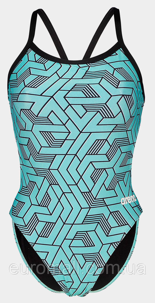 Купальник закритий для Жінкиок Arena ESCAPE SWIMSUIT CHALLENGE BACK бірюзовий, чорний Жінки 36, фото 1