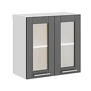 Верхній модуль для кухні зі склом Еверест Еко Ламінована ДСП 600 мм Шафа вітрина на кухню Навісна шафа