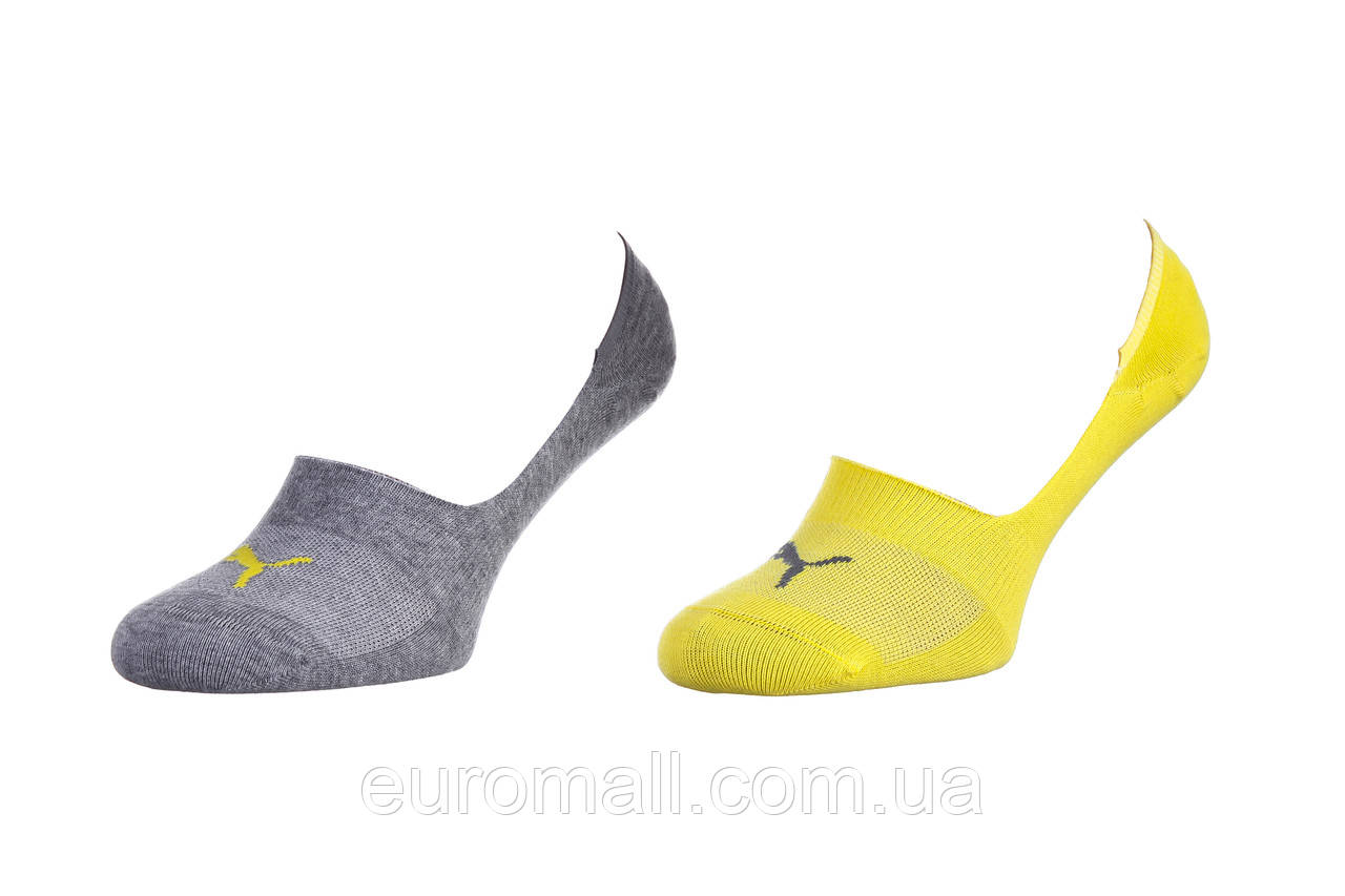 Шкарпетки Puma FOOTIE 2P UNISEX сірий-жовтий Уні 39-42