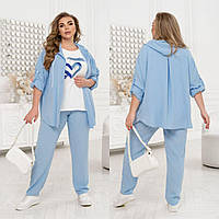 Прогулянковий костюм жіночий трійка з крепу великі розміри