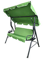 Гойдалка садова тримісна з підстаканниками VOLSO VS 0742 зелена  170x110x153 см із навісом для літнього відпочинку.