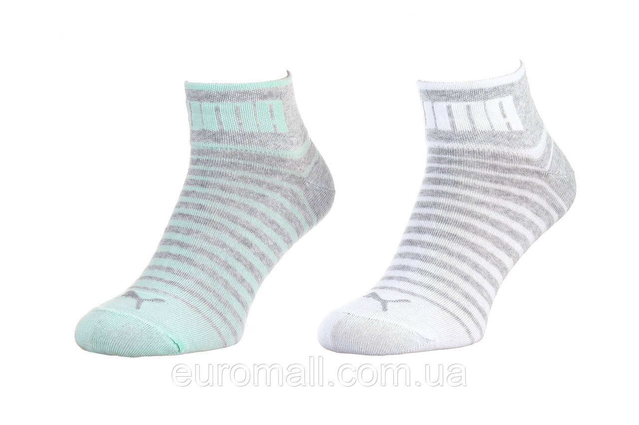 Шкарпетки Puma UNISEX QUARTER 2P сірий, білий, ментоловий Уні 35-38