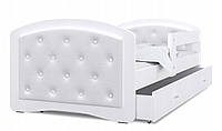 Дитяче підліткове ліжко Eurotel Megi 183х95 см з шухлядою та декором кристалами Біла