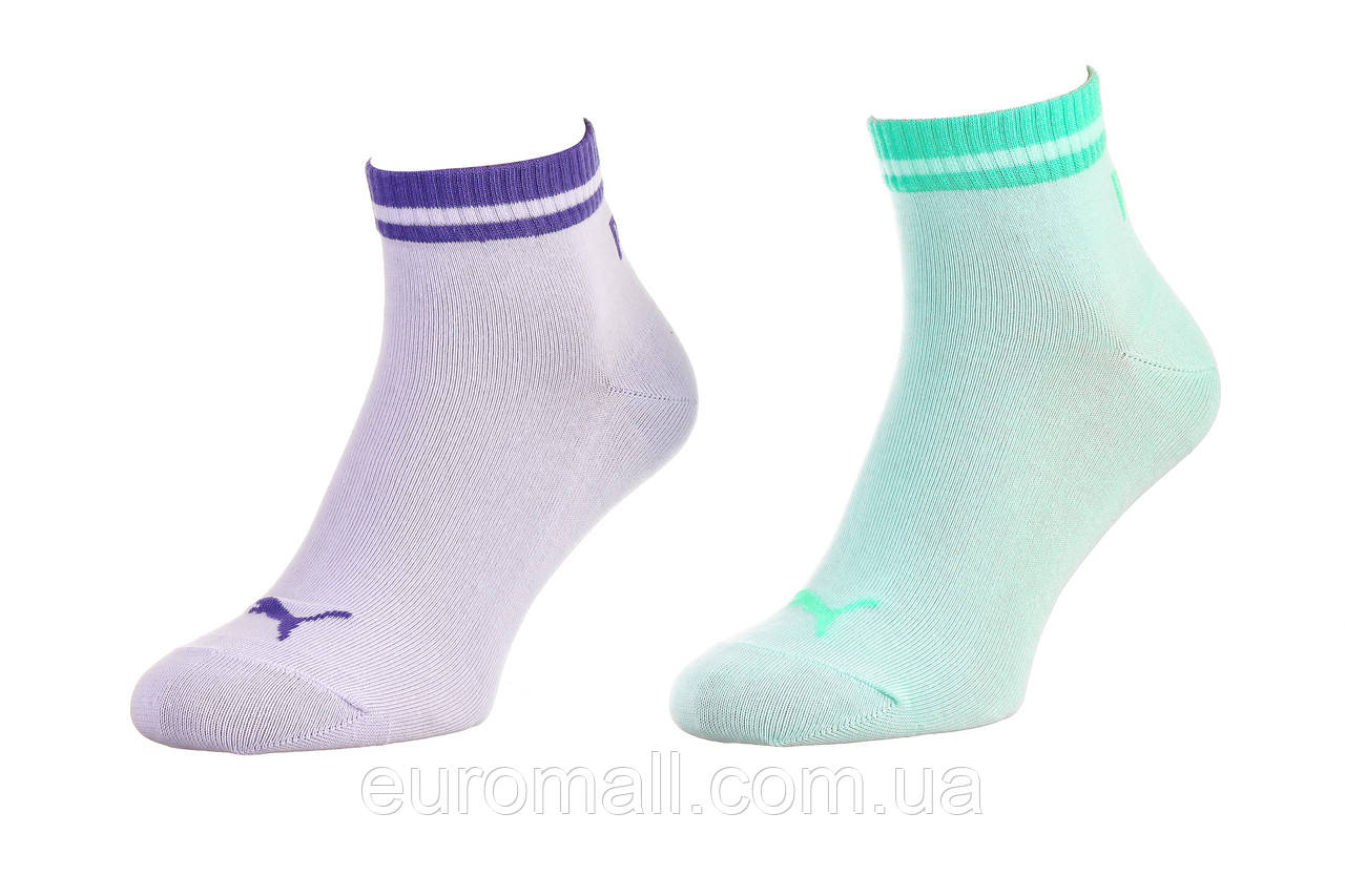 Шкарпетки Puma HERITAGE QUARTER 2P фіолетовий, м'ятний Уні 39-42