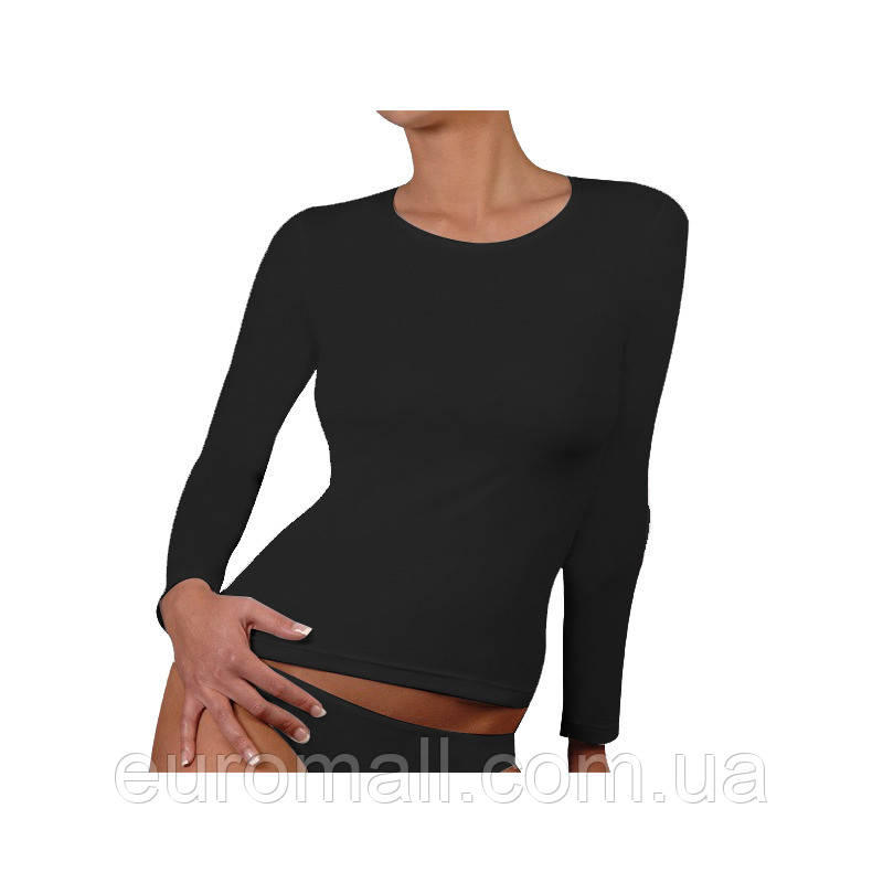 Футболка з довг рукавом T-shirt Manica Lunga Girocollo чорний Жін S